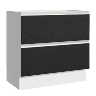 Gabinete Bajo 80 cm 2 Cajones Blanco/Negro Glamy Madesa