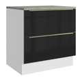 Gabinete Bajo 80 cm 2 Cajones Blanco/Negro Lux Madesa