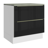 Gabinete Bajo de Cocina 80 cm 2 Cajones Blanco/Negro Lux Madesa