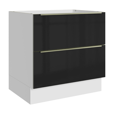 Gabinete Bajo 80 cm 2 Cajones Sin Encimera Blanco/Negro Lux Madesa