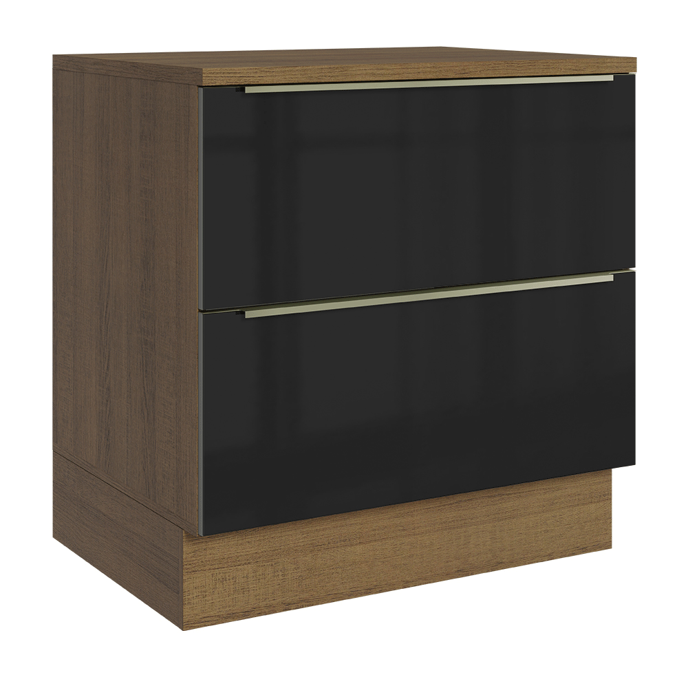 Gabinete Bajo de Cocina 80 cm 2 Cajones Marrón/Negro Lux Madesa