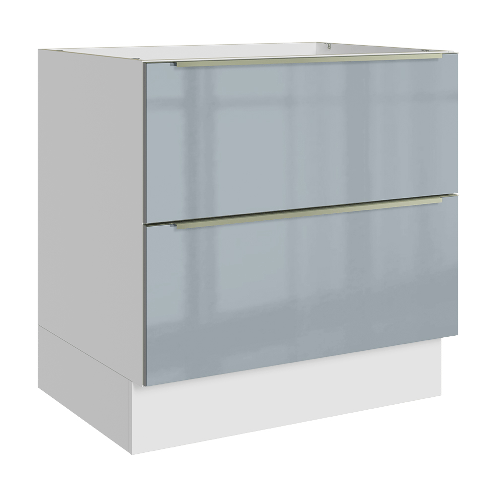 Gabinete Bajo de Cocina 80 cm 2 Cajones (Sin Encimera) Blanco/Gris Lux Madesa