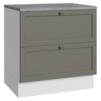 Gabinete Bajo 80 cm 2 Cajones Blanco/Gris Vik Madesa