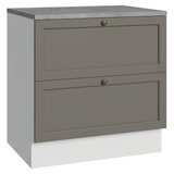 Gabinete Bajo de Cocina 80 cm 2 Cajones Blanco/Gris Vik Madesa