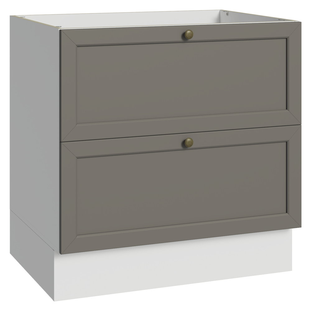 Gabinete Bajo de Cocina 80 cm 2 Cajones (Sin Encimera) Blanco/Gris Vik Madesa