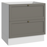 Gabinete Bajo de Cocina 80 cm 2 Cajones (Sin Encimera) Blanco/Gris Vik Madesa