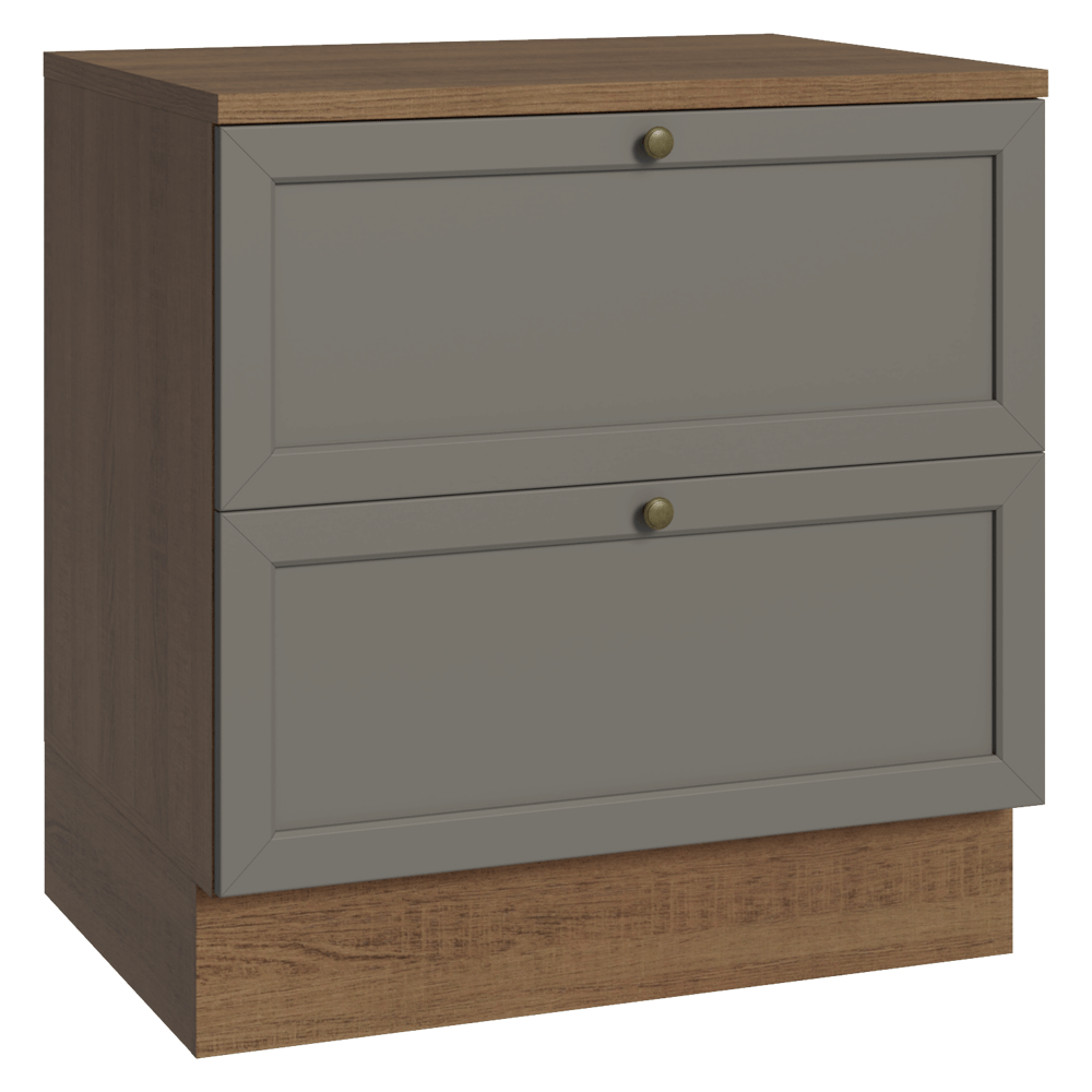 Gabinete Bajo 80 cm 2 Cajones Marrón/Gris Vik Madesa