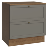 Gabinete Bajo de Cocina 80 cm 2 Cajones Marrón/Gris Vik Madesa