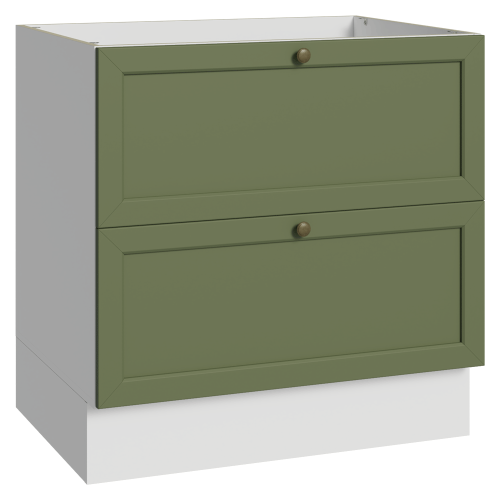 Gabinete Bajo de Cocina 80 cm 2 Cajones (Sin Encimera) Blanco/Verde Vik Madesa