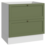 Gabinete Bajo de Cocina 80 cm 2 Cajones (Sin Encimera) Blanco/Verde Vik Madesa