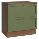 Gabinete Bajo de Cocina 80 cm 2 Cajones Marrón/Verde Vik Madesa