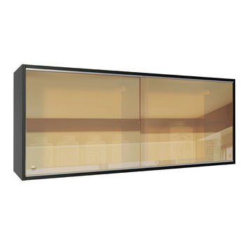 Gabinete Superior 120 cm 2 Puertas Corredizas de Vidrio Negro Reims Madesa