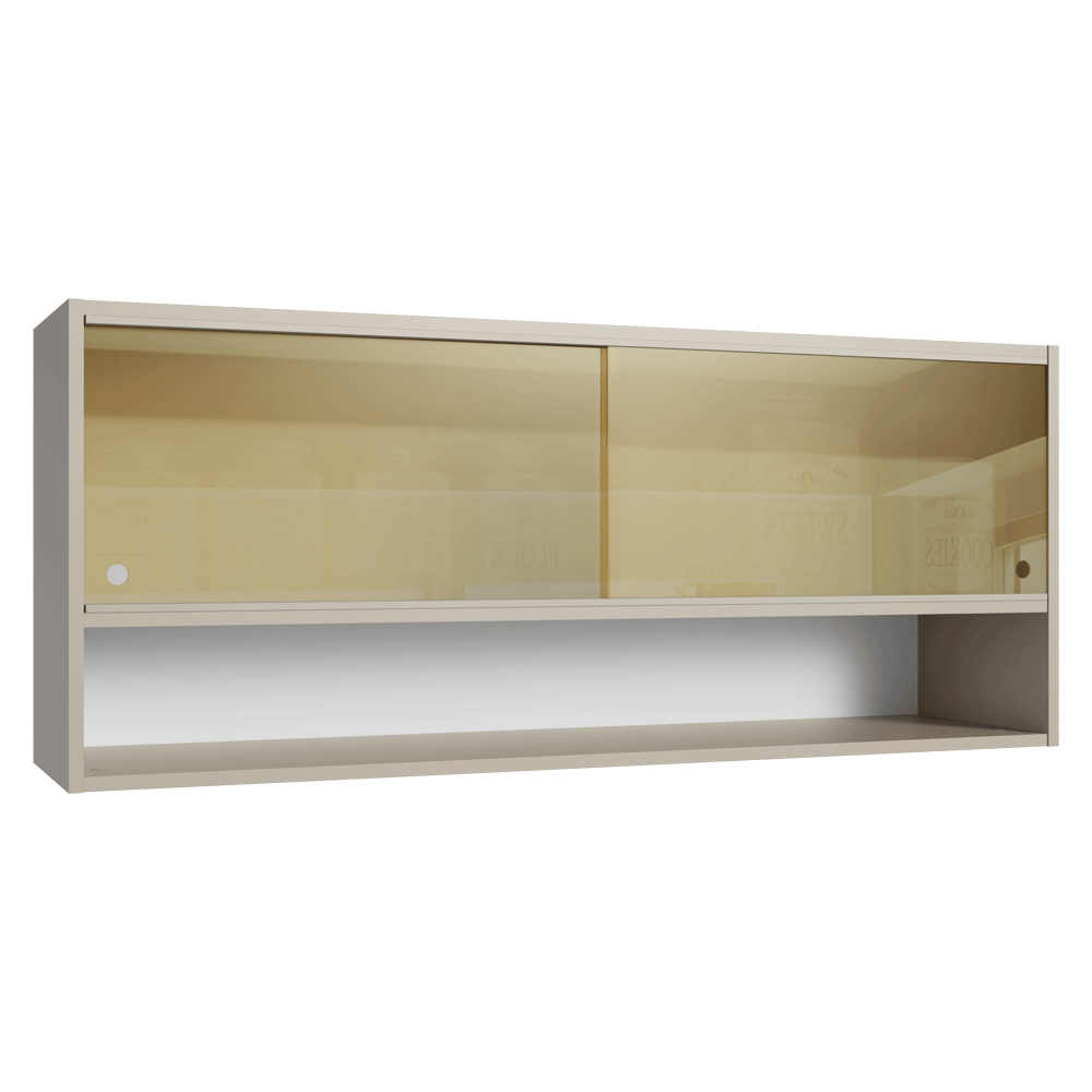 Gabinete Superior 2 Puertas Correderas Vidrio Reflejante 120cm 1 Nicho Nice Crema