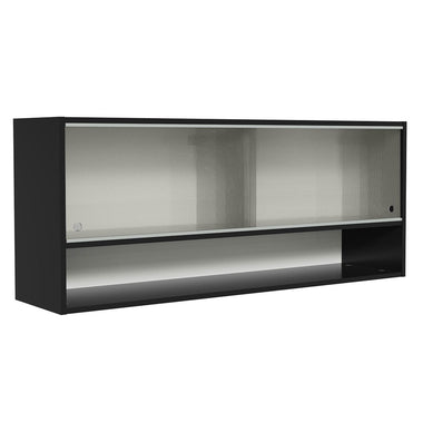 Gabinete Superior 120 cm 2 Puertas Corredizas de Vidrio 1 Nicho Negro Reims Madesa