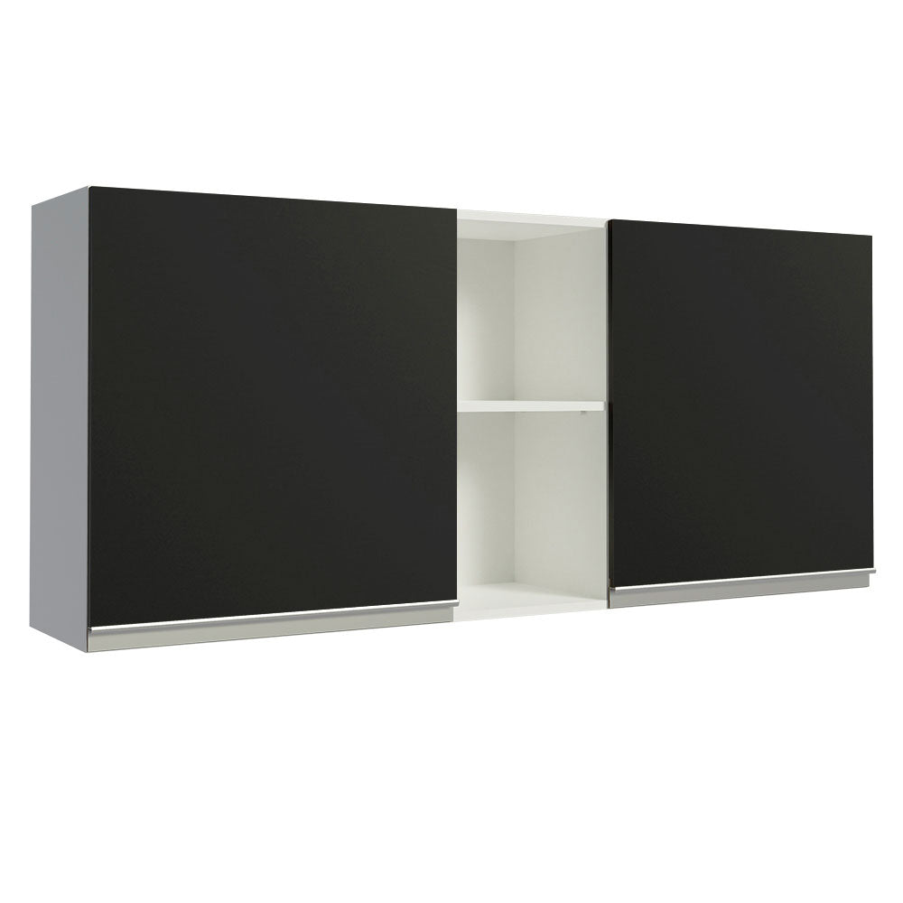 Gabinete Superior 150 cm 2 Puertas 2 Nichos Blanco/Negro Glamy Madesa