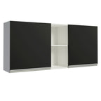 Gabinete Superior 150 cm 2 Puertas 2 Nichos Blanco/Negro Glamy Madesa