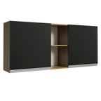 Gabinete Superior 150 cm 2 Puertas 2 Nichos Marrón/Negro Glamy Madesa