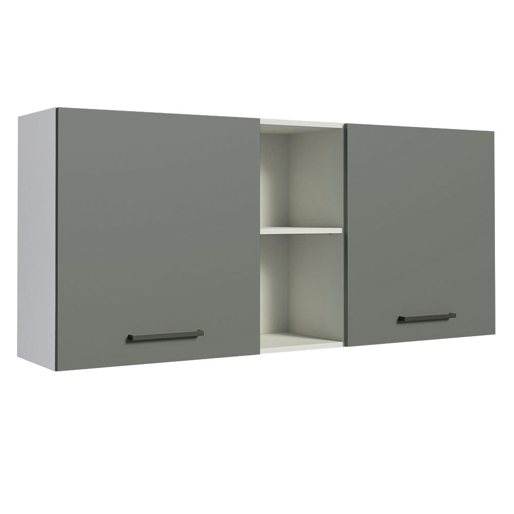 Gabinete Superior 150 cm 2 Puertas y 2 Nichos Agata Blanco/Gris