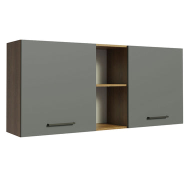 Gabinete Superior 150 cm 2 Puertas 2 Nichos Marrón/Gris Agata Madesa