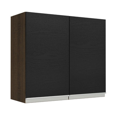 Gabinete Superior 70 cm 2 Puertas Marrón/Negro Glamy Madesa