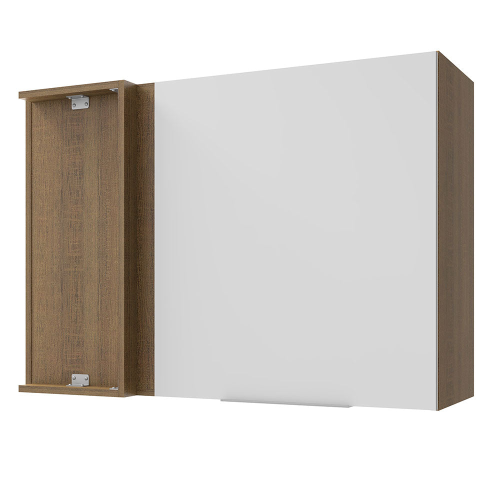 Gabinete Superior Esquinero 94 cm 1 Puerta Marrón/Blanco Stella Madesa