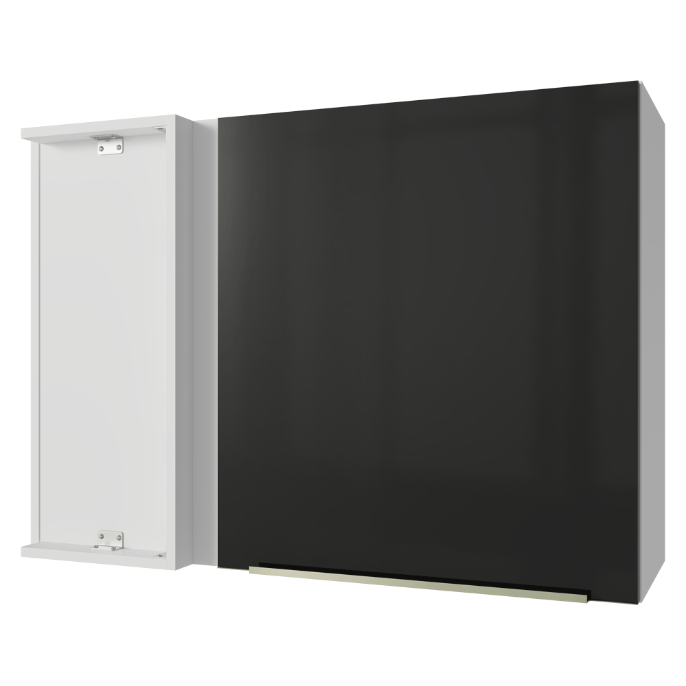 Gabinete Superior de Esquina 1 Puerta Blanco/Negro Lux Madesa