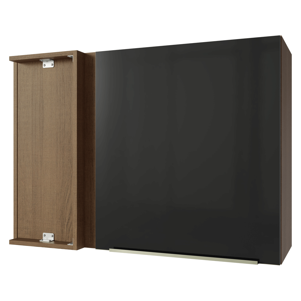 Gabinete Superior de Esquina 1 Puerta Marrón/Negro Lux Madesa