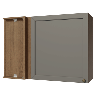Gabinete Superior Esquinero 94 cm 1 Puerta Marrón/Gris Vik Madesa