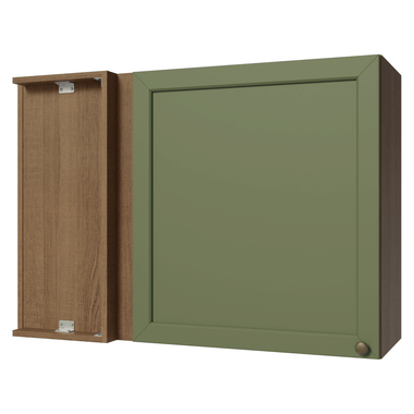 Gabinete Superior Esquinero 94 cm 1 Puerta Marrón/Verde Vik Madesa