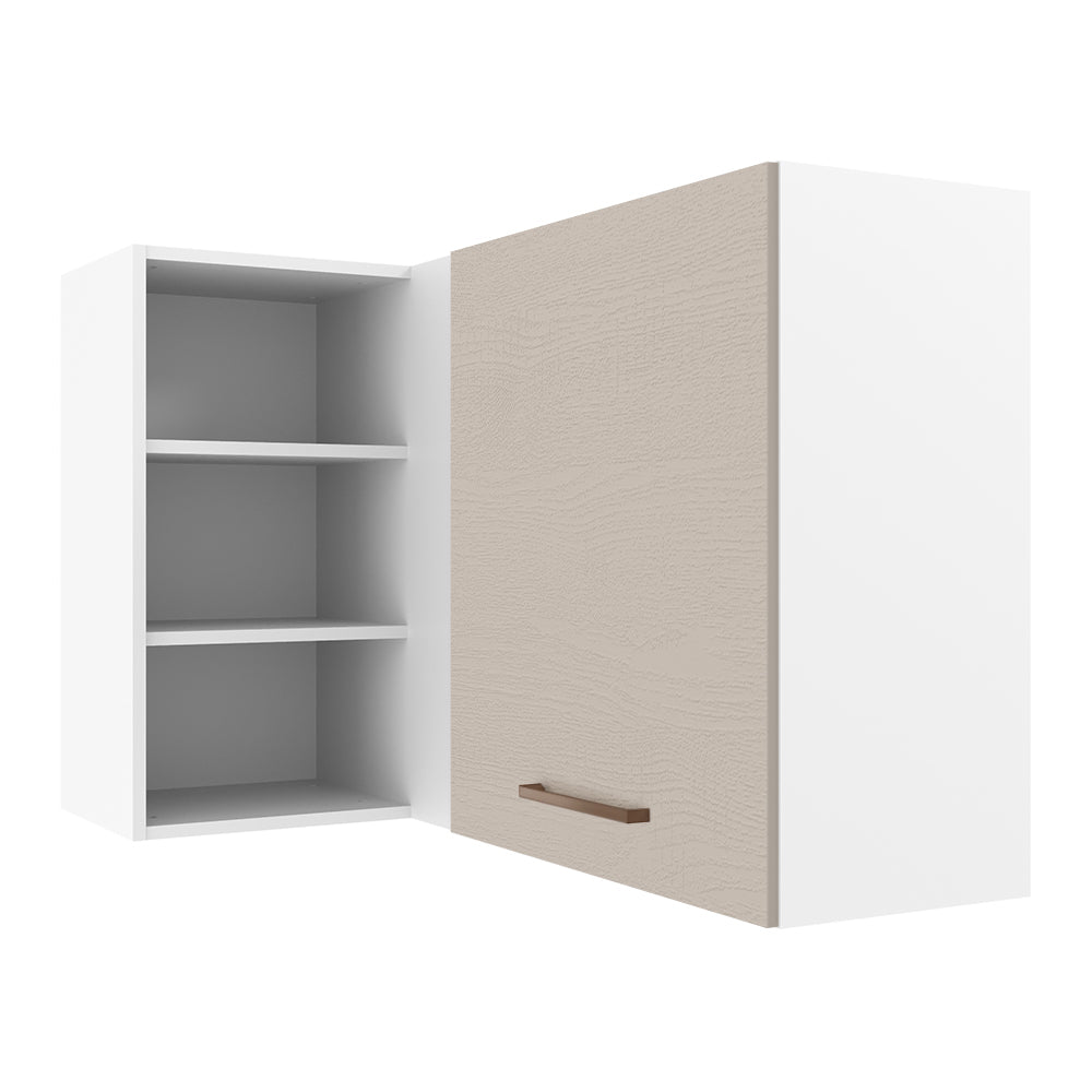 Gabinete Superior Esquinero 166 cm 1 Puerta 3 Nichos Blanco/Crema Agata Madesa