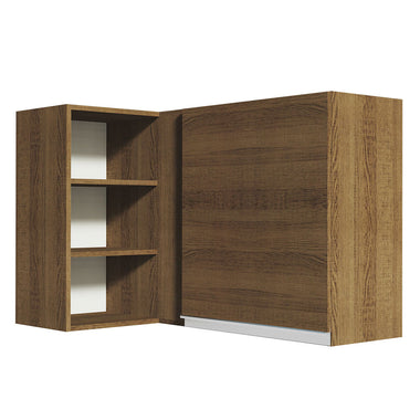 Gabinete Superior Esquinero 166 cm 1 Puerta 3 Nichos Marrón Glamy Madesa