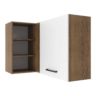 Gabinete Superior Esquinero 166 cm 1 Puerta 3 Nichos Marrón/Blanco Agata Madesa