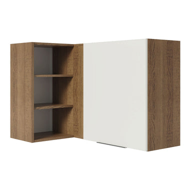 Gabinete Superior Esquinero 166 cm 1 Puerta 3 Nichos Marrón/Blanco Stella Madesa