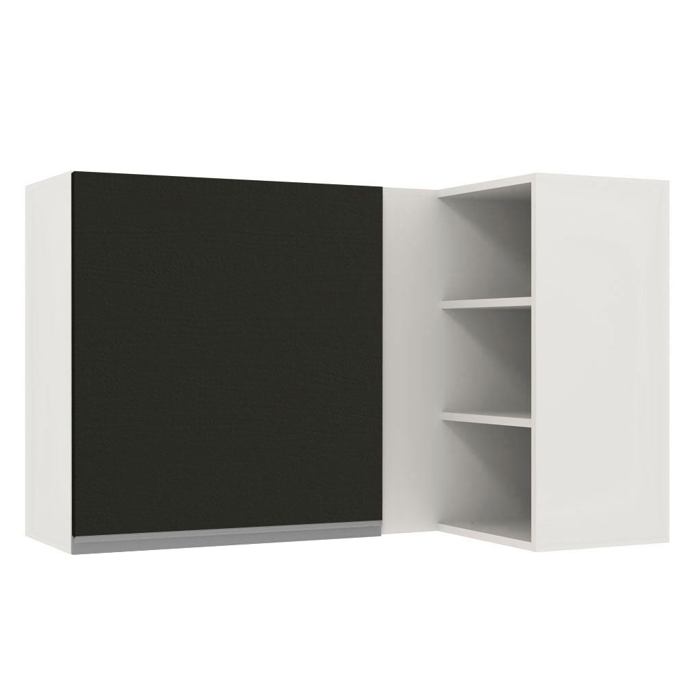 Gabinete Superior Esquinero 166 cm 1 Puerta 3 Nichos Blanco/Negro Glamy Madesa