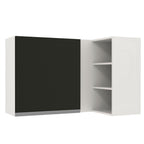 Gabinete Superior Esquinero 166 cm 1 Puerta 3 Nichos Blanco/Negro Glamy Madesa