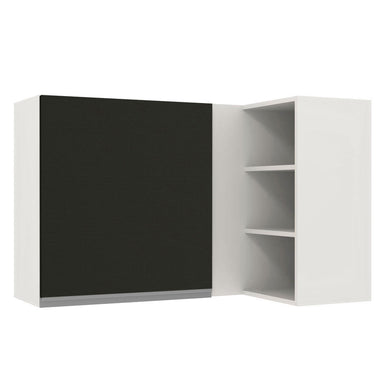 Gabinete Superior Esquinero 166 cm 1 Puerta 3 Nichos Blanco/Negro Glamy Madesa