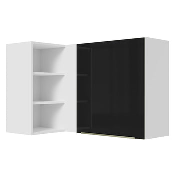 Gabinete Superior Esquinero 166 cm 1 Puerta 3 Nichos Blanco/Negro Lux Madesa