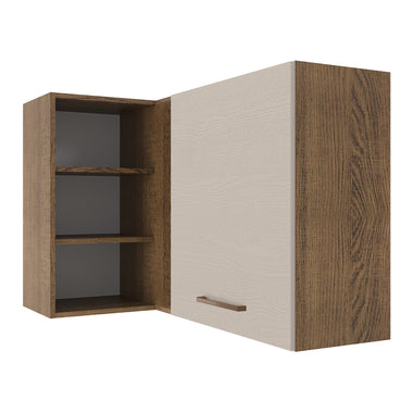 Gabinete Superior Esquinero 166 cm 1 Puerta 3 Nichos Marrón/Crema Agata Madesa