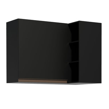 Gabinete Superior Esquinero 145 cm 1 Puerta 3 Nichos Negro Reims Madesa
