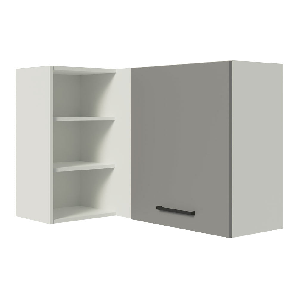 Gabinete Superior Esquinero 166 cm 1 Puerta 3 Nichos Blanco/Gris Agata Madesa