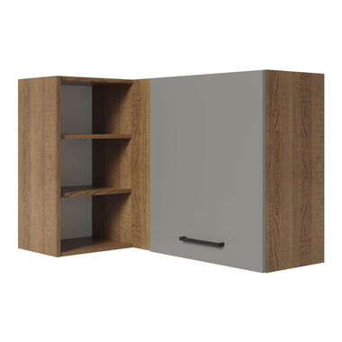 Gabinete Superior Esquinero 166 cm 1 Puerta 3 Nichos Marrón/Gris Agata Madesa