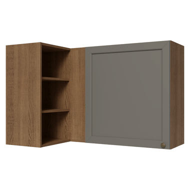 Gabinete Superior Esquinero 166 cm 1 Puerta 3 Nichos Marrón/Gris Vik Madesa