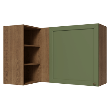 Gabinete Superior Esquinero 166 cm 1 Puerta 3 Nichos Marrón/Verde Vik Madesa