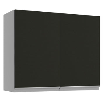 Gabinete Superior 80 cm 2 Puertas Blanco/Negro Glamy Madesa