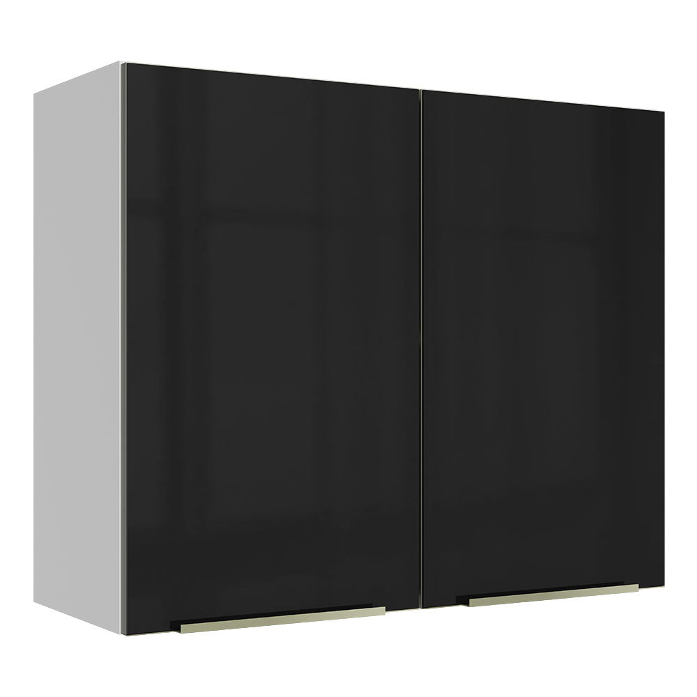 Gabinete Superior 80 cm 2 Puertas Blanco/Negro Lux Madesa