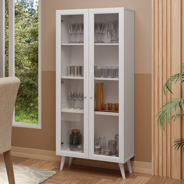Vitrina con Patas 70 cm 2 Puertas de Vidrio Blanco Madesa