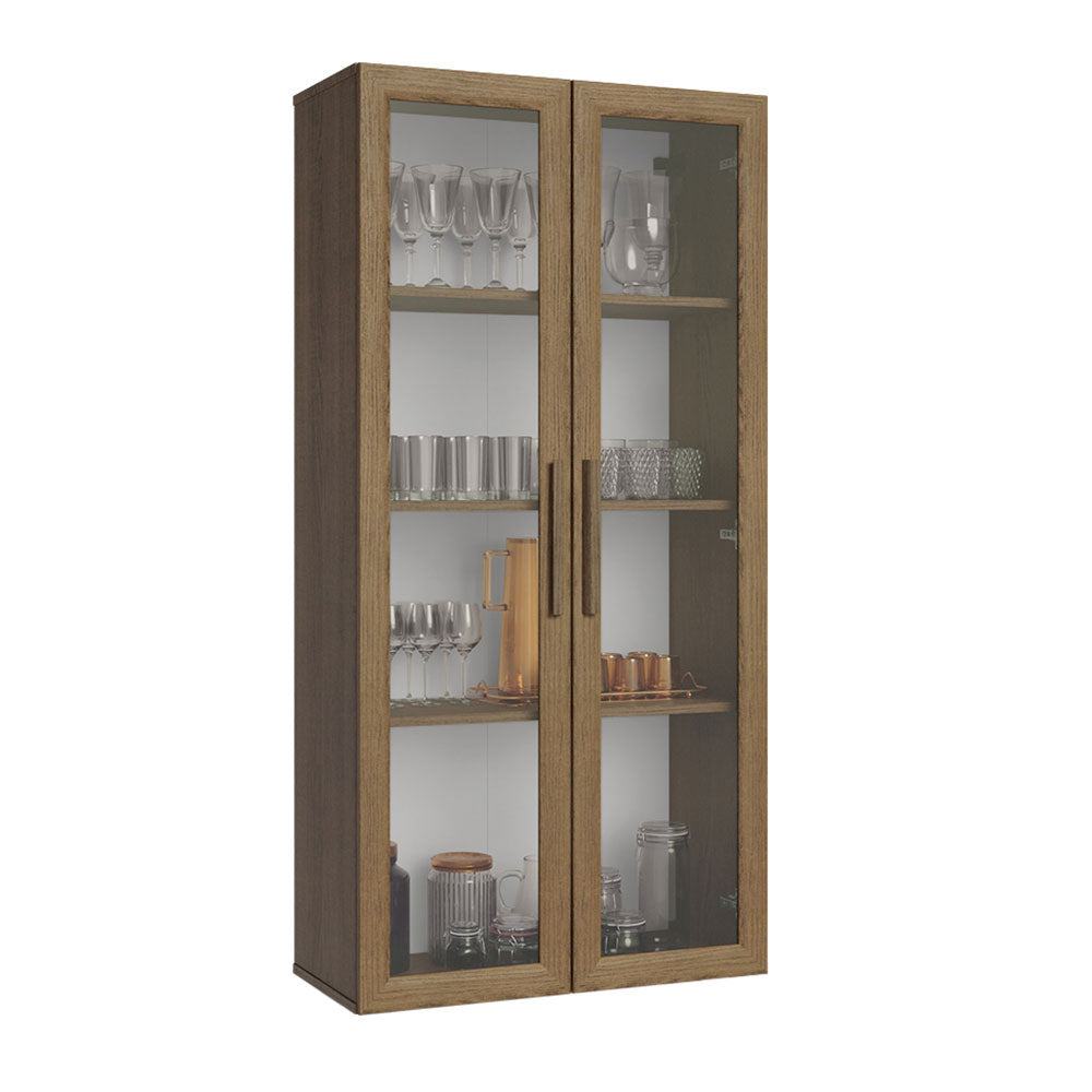Mueble de Cocina Vitrina 70cm 2 Puertas de Vidrio Marrón Madesa