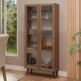 Mueble de Cocina Vitrina 70cm 2 Puertas de Vidrio con Patas Marrón Madesa