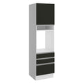 Mueble para Horno 60 cm 1 Puerta 3 Cajones Blanco/Negro Glamy Madesa