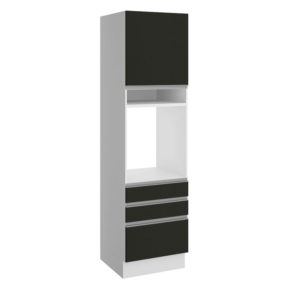 Mueble de Cocina para Horno Glamy 60 cm 1 Puerta y 3 Cajones Blanco/Negro